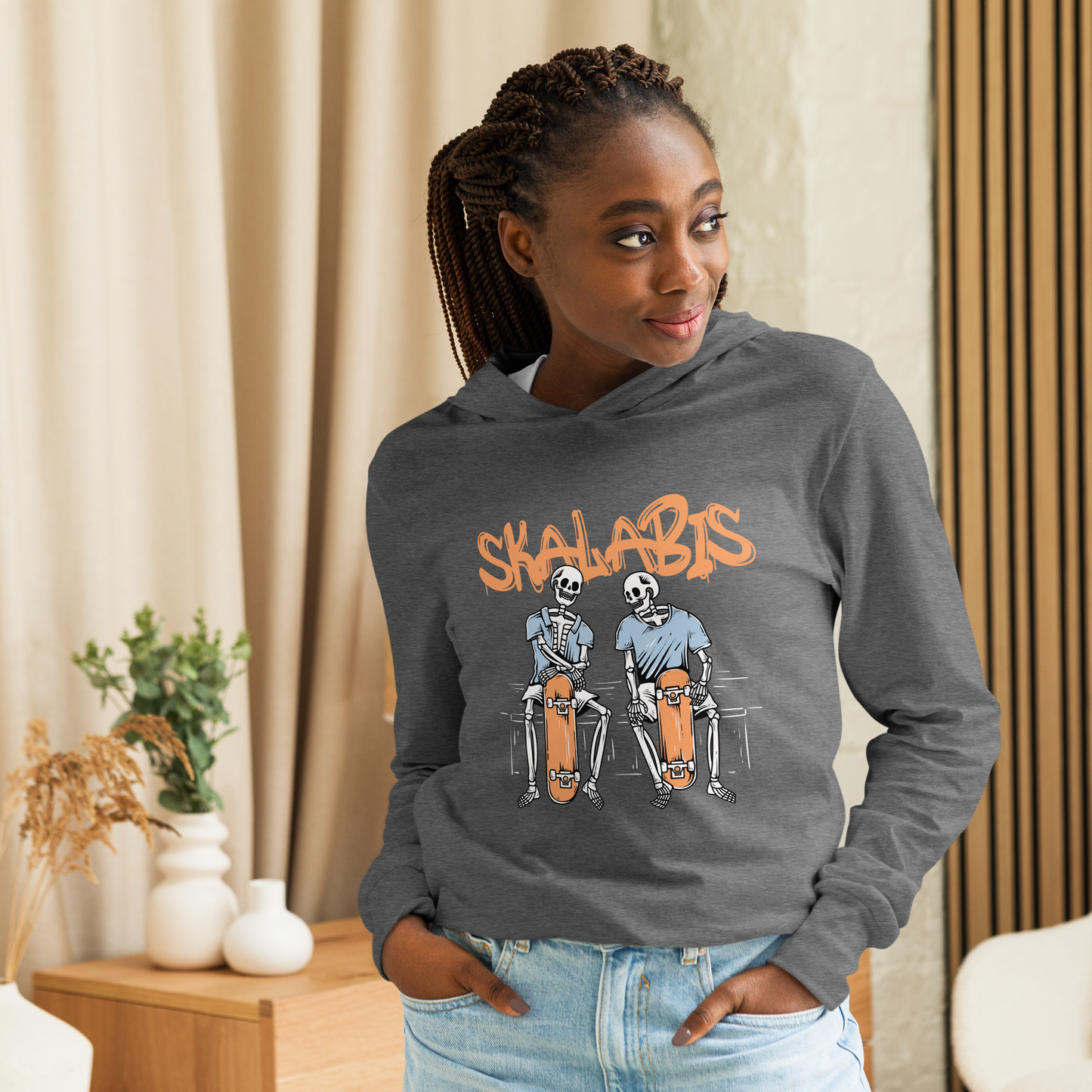 Skalabis skull 01 - Hooded long-sleeve Bella + Canvas unissexo