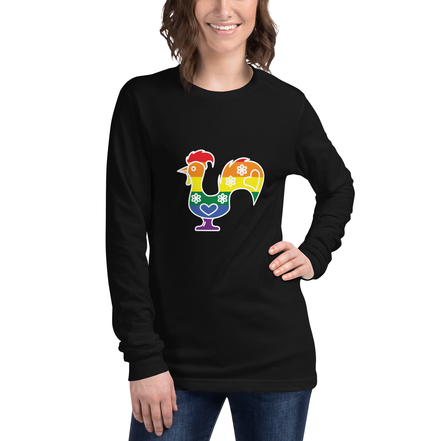 Galo de Barcelos LGBTQIA+ - Long sleeve Bella + Canvas unissexo