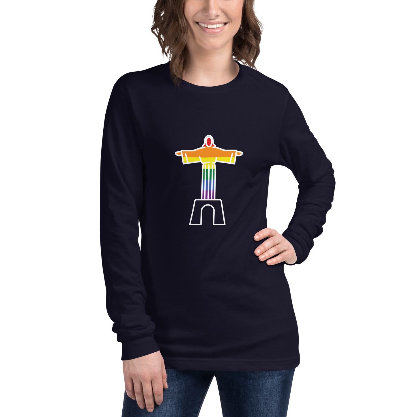 Cristo Rei - LGBTQIA+ - Long sleeve Bella + Canvas unissexo