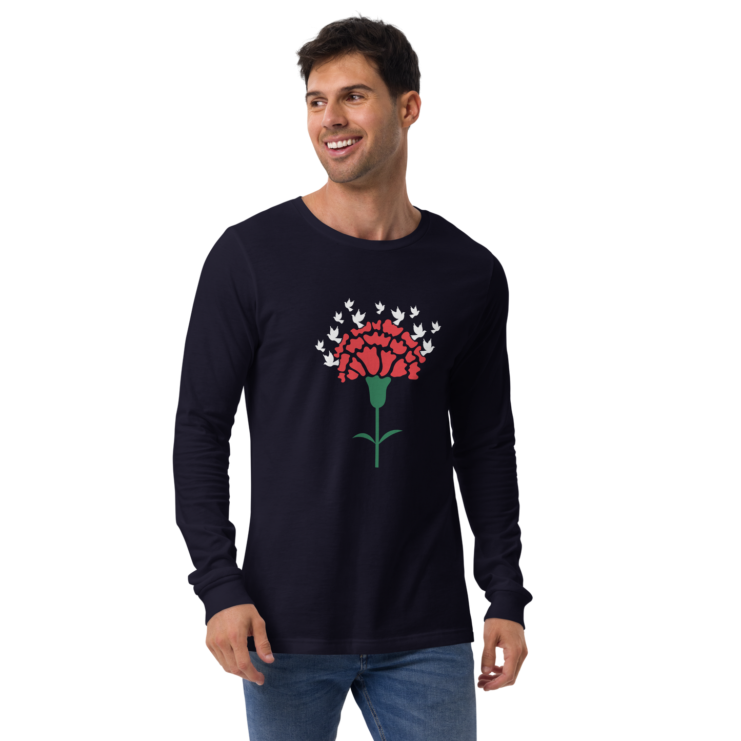 Cravo de Abril pombas - Long sleeve Bella + Canvas unissexo