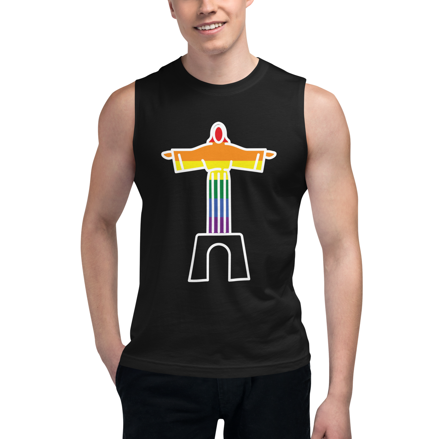 Cristo Rei LGBTQIA+ - Muscle Shirt Bella + Canvas unissexo