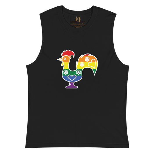 Galo de Barcelos LGBTQIA+ - Muscle Shirt Bella + Canvas unissexo