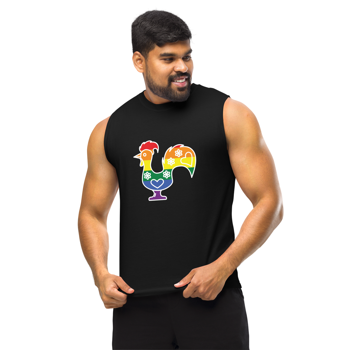 Galo de Barcelos LGBTQIA+ - Muscle Shirt Bella + Canvas unissexo