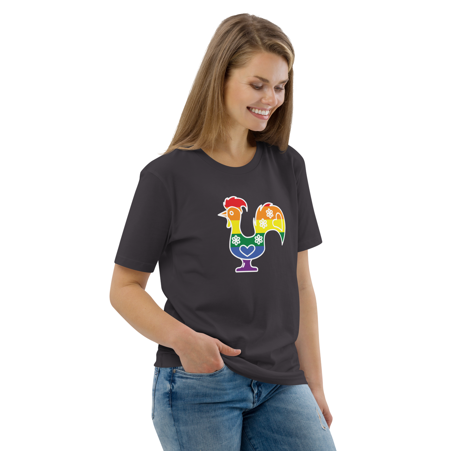 Galo de Barcelos LGBTQIA+ - T-shirt Stanley/Stella unissexo de algodão orgânico