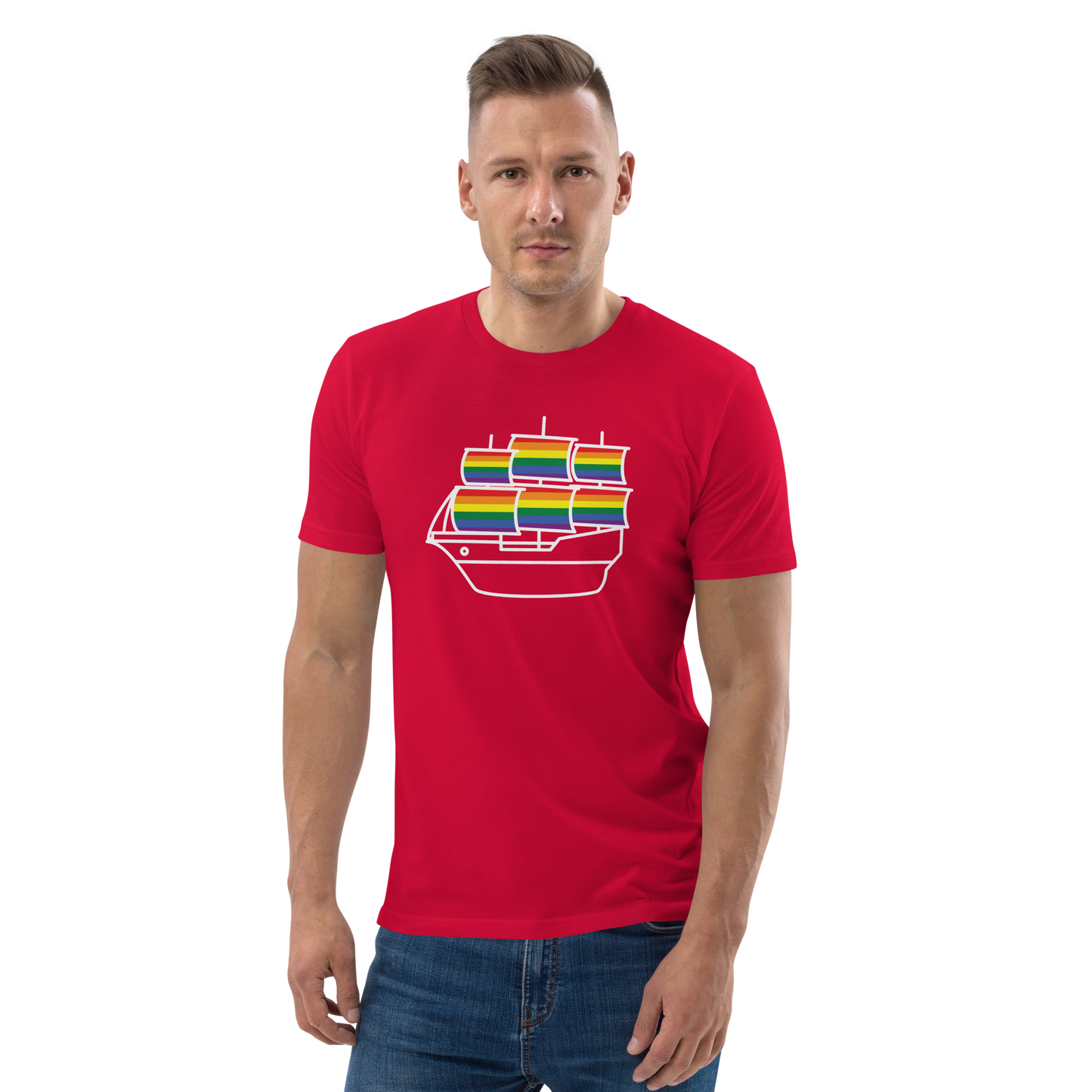 Caravela portuguesa LGBTQIA+ - T-shirt Stanley/Stella unissexo de algodão orgânico