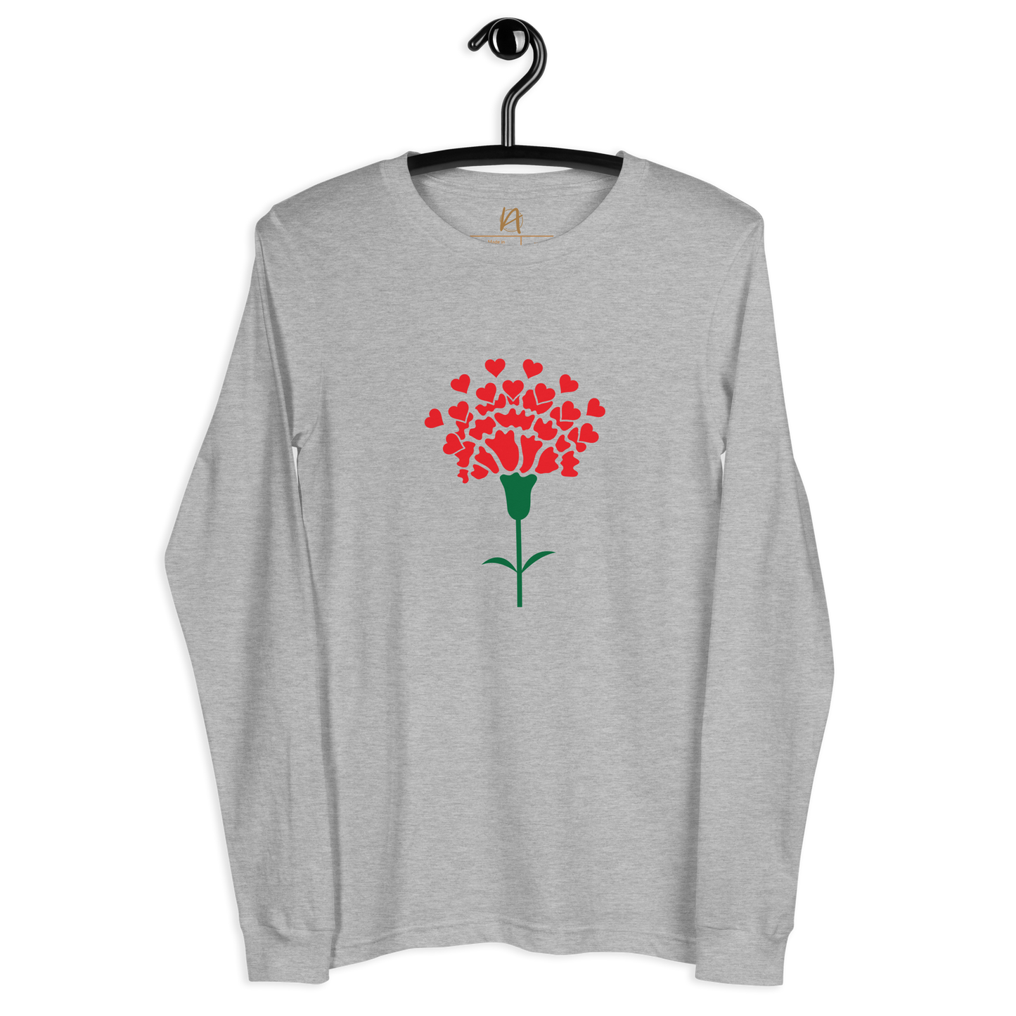 Cravo de Abril corações - Long sleeve Bella + Canvas unissexo