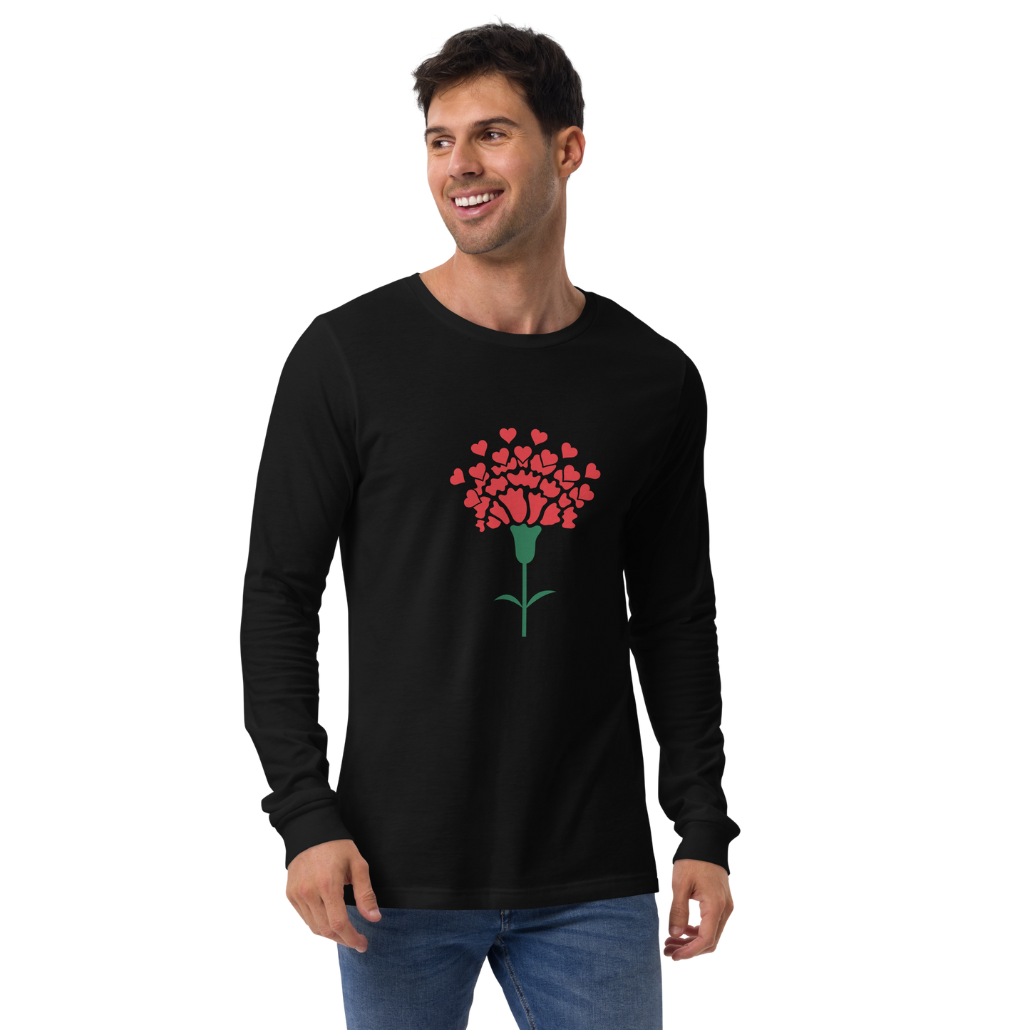 Cravo de Abril corações - Long sleeve Bella + Canvas unissexo