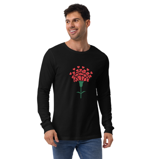 Cravo de Abril corações - Long sleeve Bella + Canvas unissexo