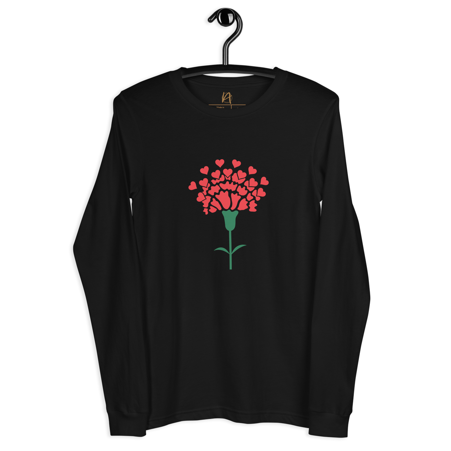 Cravo de Abril corações - Long sleeve Bella + Canvas unissexo