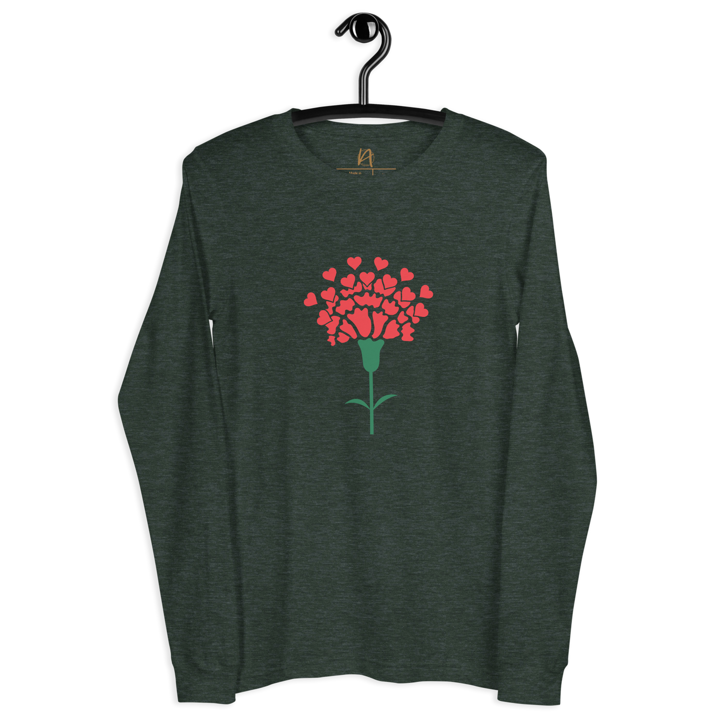 Cravo de Abril corações - Long sleeve Bella + Canvas unissexo