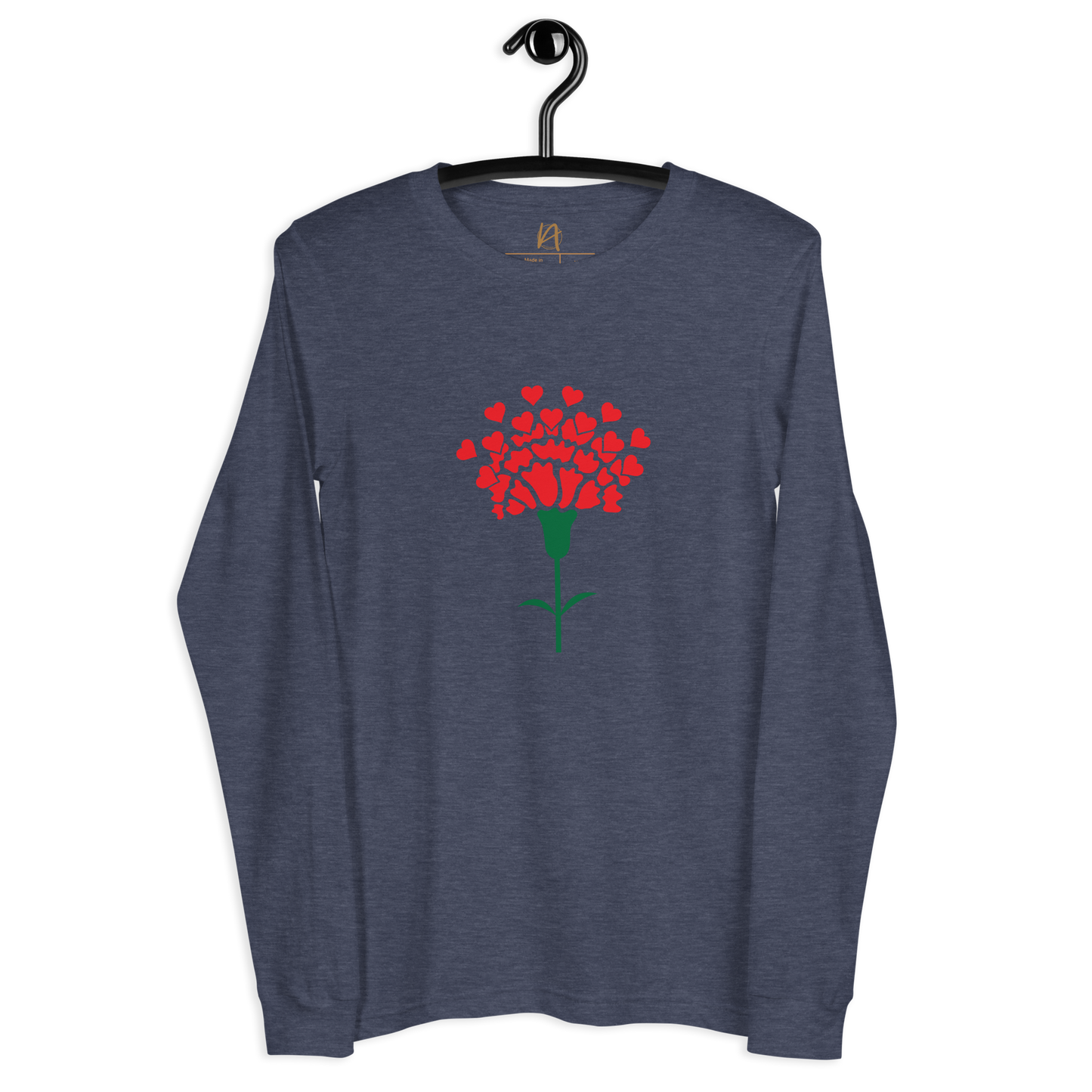 Cravo de Abril corações - Long sleeve Bella + Canvas unissexo