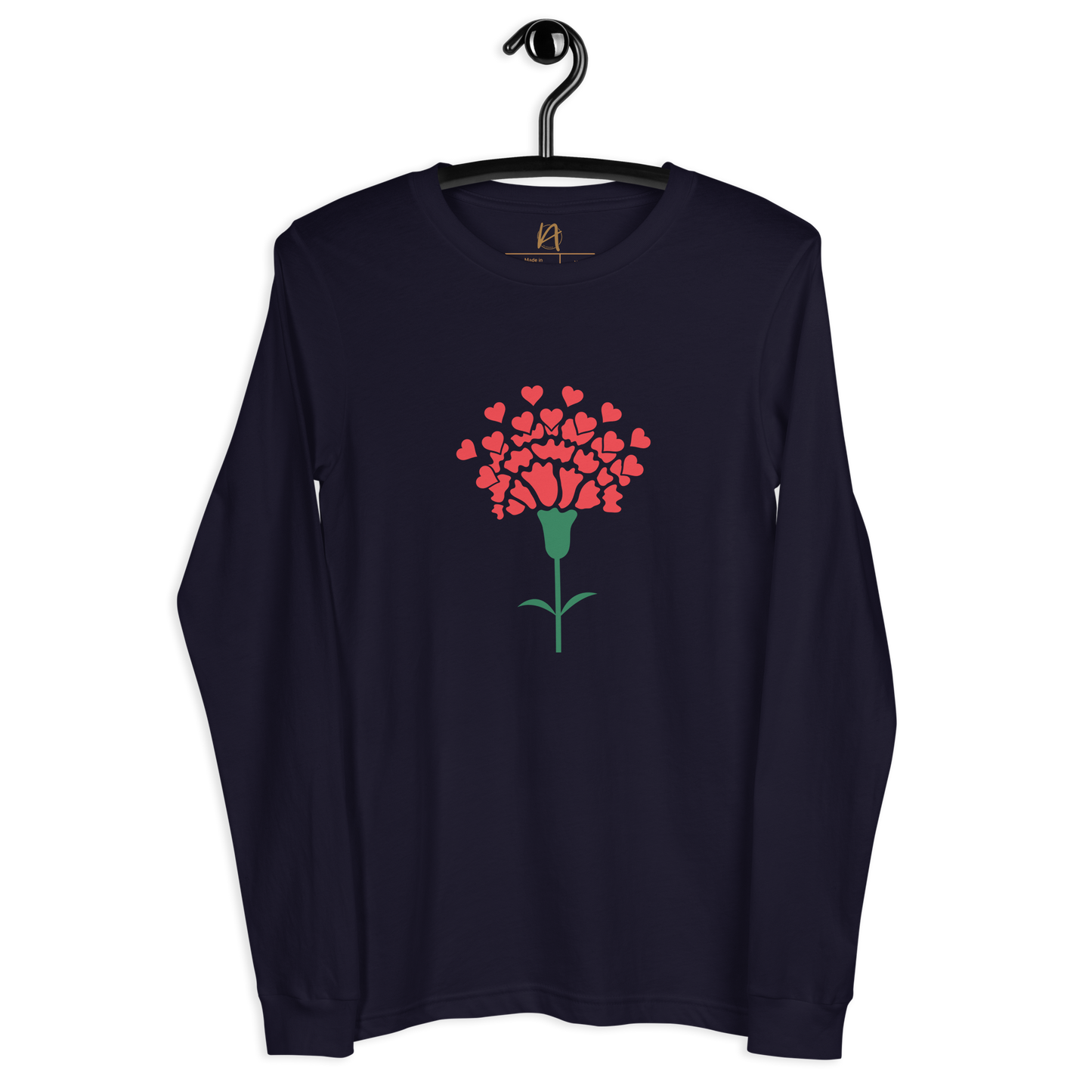 Cravo de Abril corações - Long sleeve Bella + Canvas unissexo