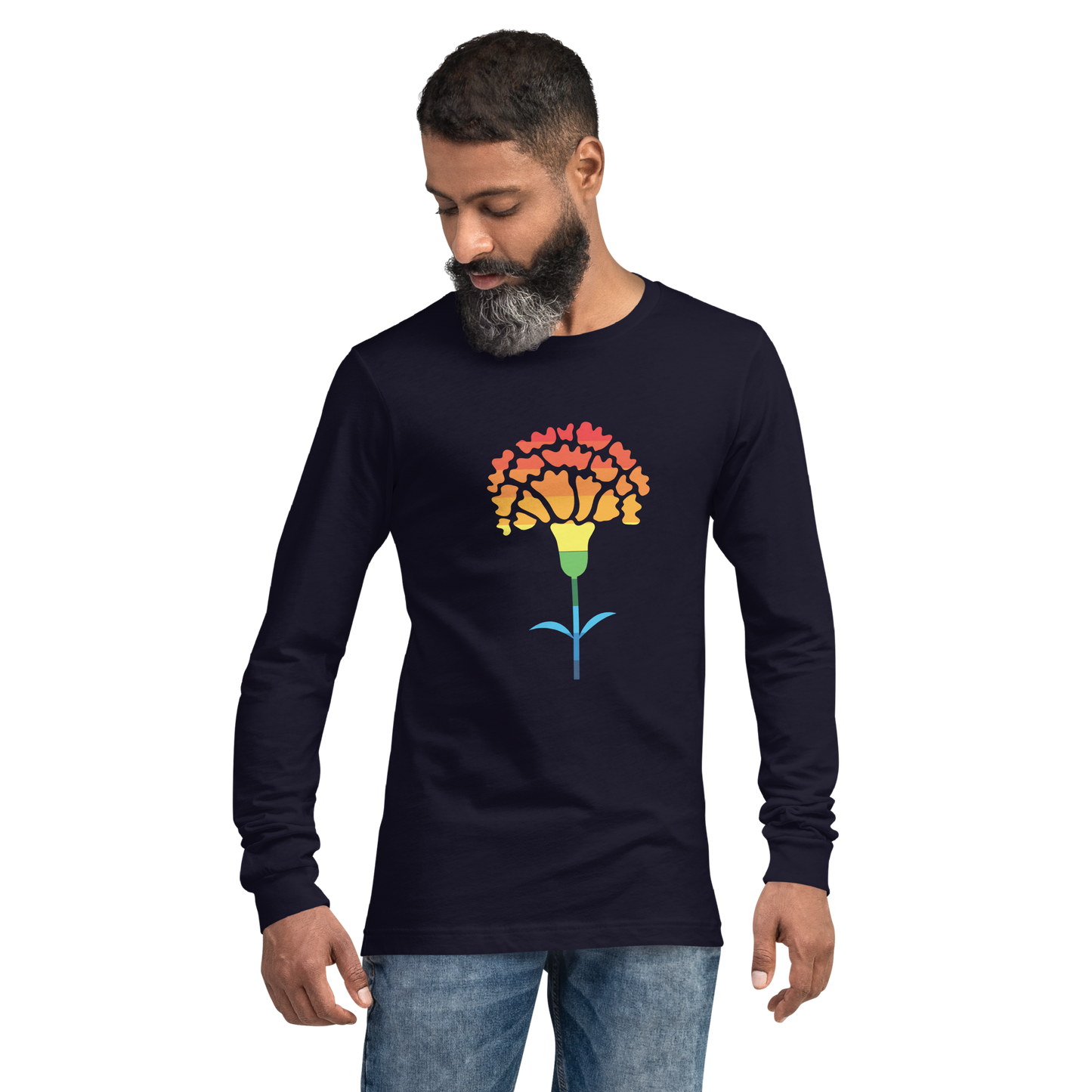 Cravo de Abril arco íris - Long sleeve Bella + Canvas unissexo