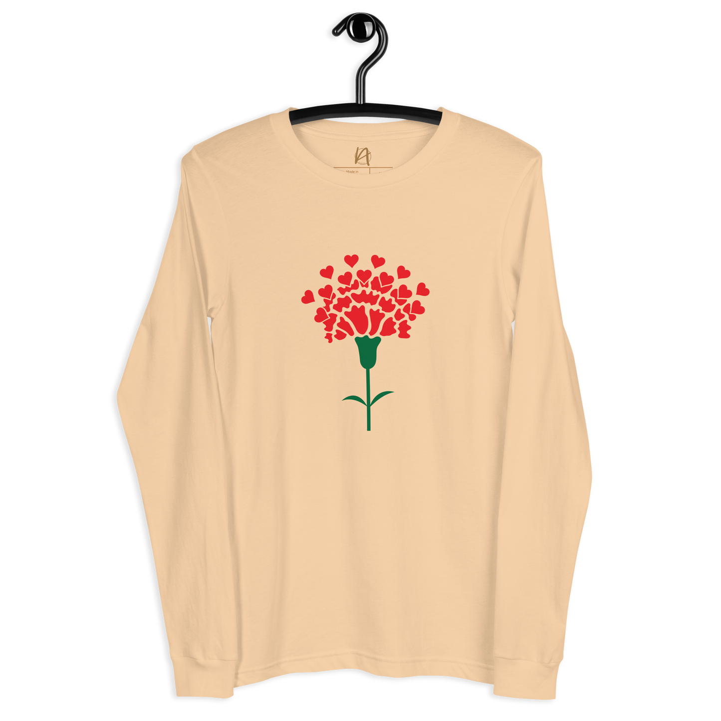 Cravo de Abril corações - Long sleeve Bella + Canvas unissexo