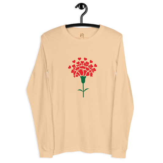 Cravo de Abril corações - Long sleeve Bella + Canvas unissexo