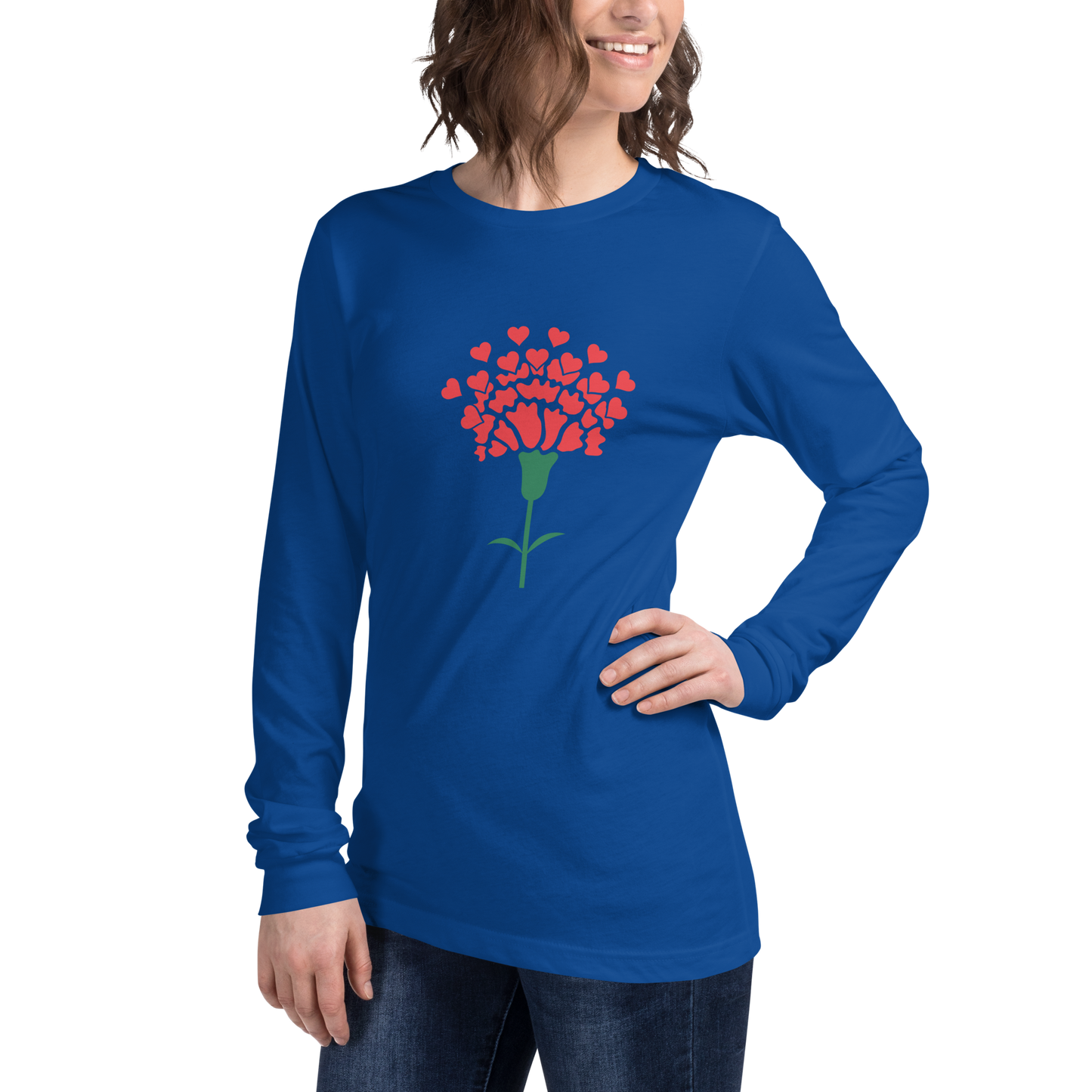 Cravo de Abril corações - Long sleeve Bella + Canvas unissexo